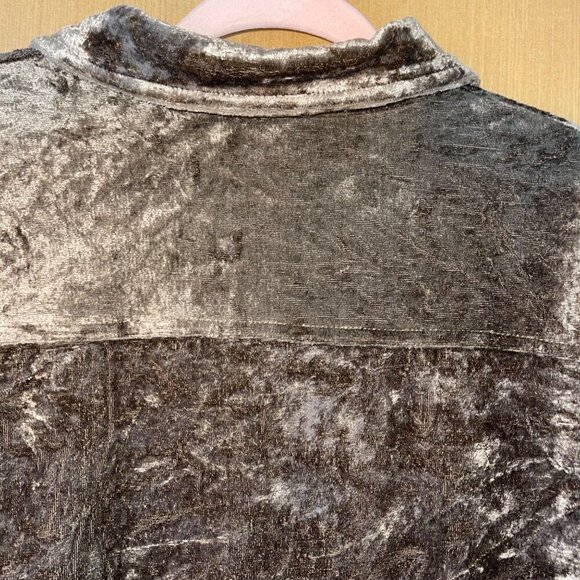 Carole Little Vintage Womens Shirt Size Large Green Crushed Velvet Button Down - Picture 4 of 7